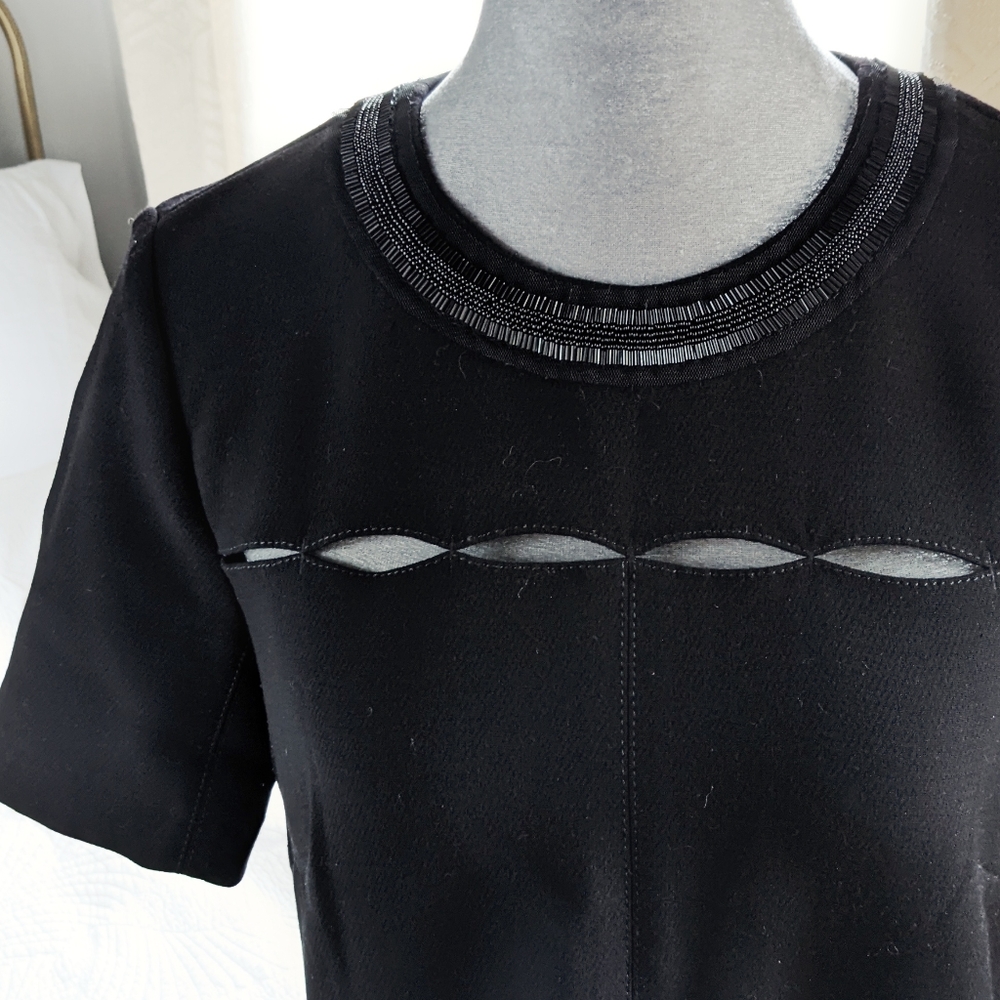 Rachel Roy little black dress beaded with cut outs